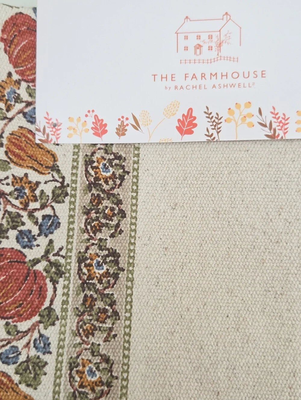 Rachel Ashwell Farmhouse Reversible Table Runner Pumpkin Autumn Harvest 16x90
